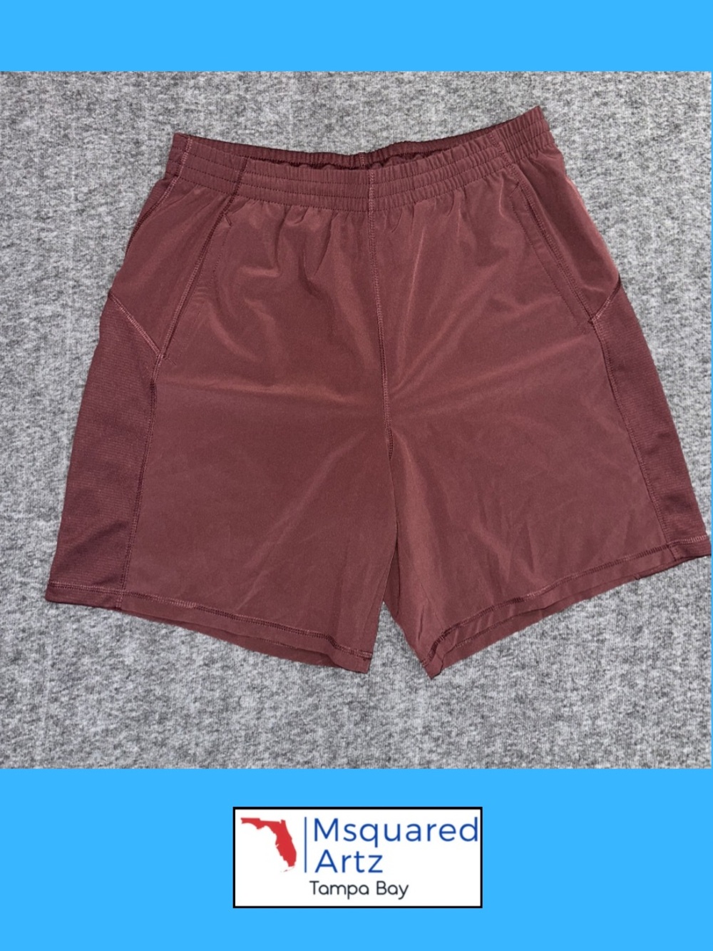 Reel Legends Performance Shorts Men's Medium Burgundy Stretch Drawstring